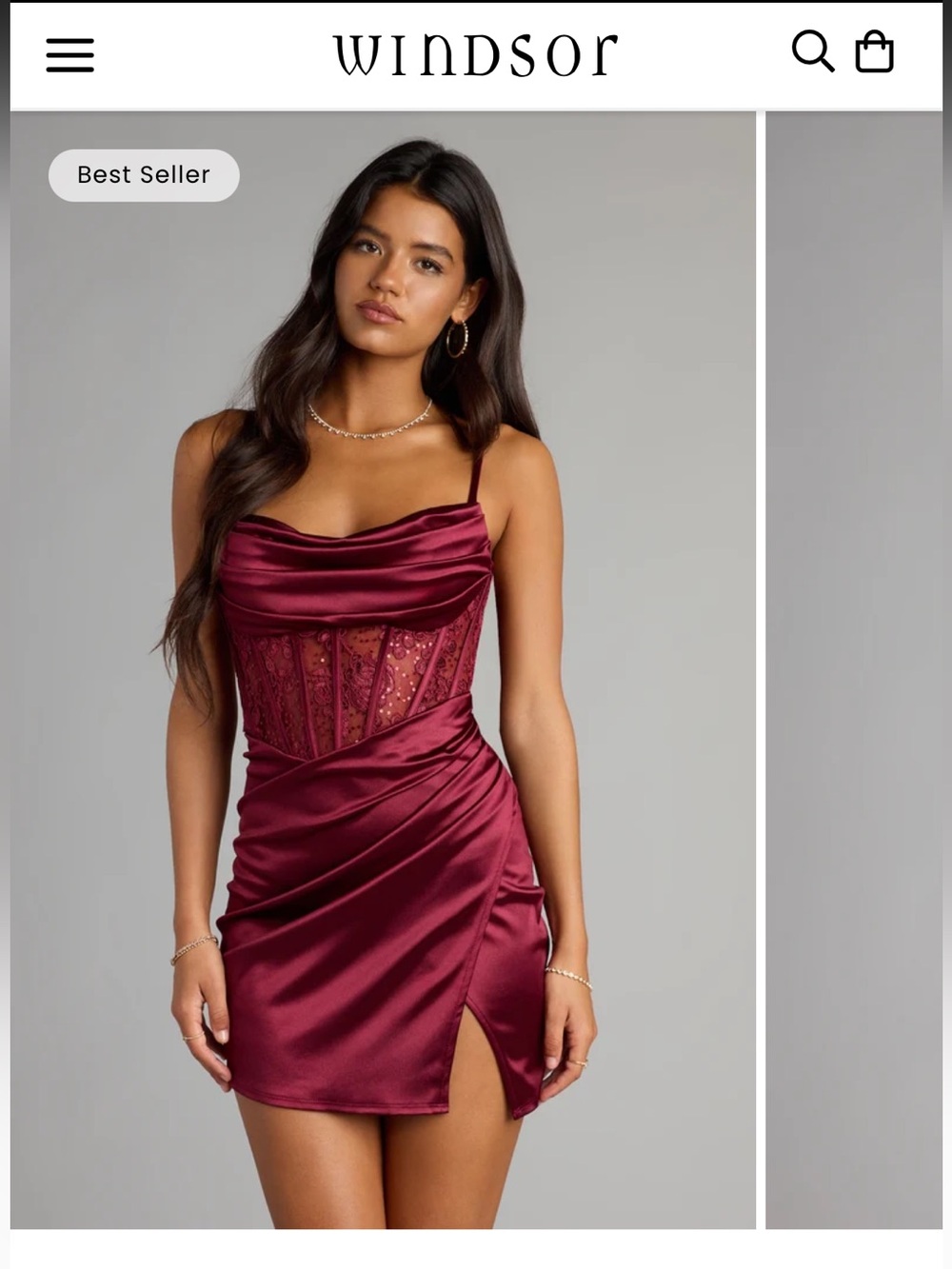 Whimsical Satin Corset Slip Dress - Wine